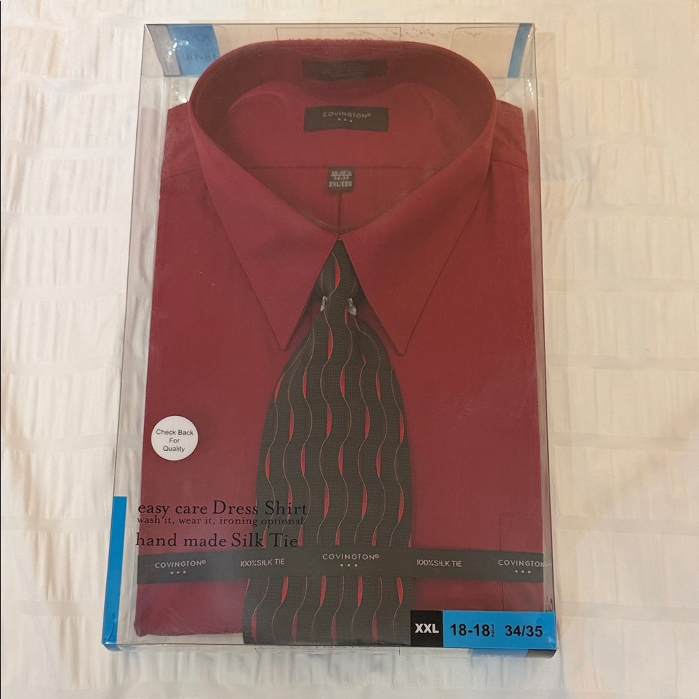 Covington Red Dress Shirt with Elegant Tie